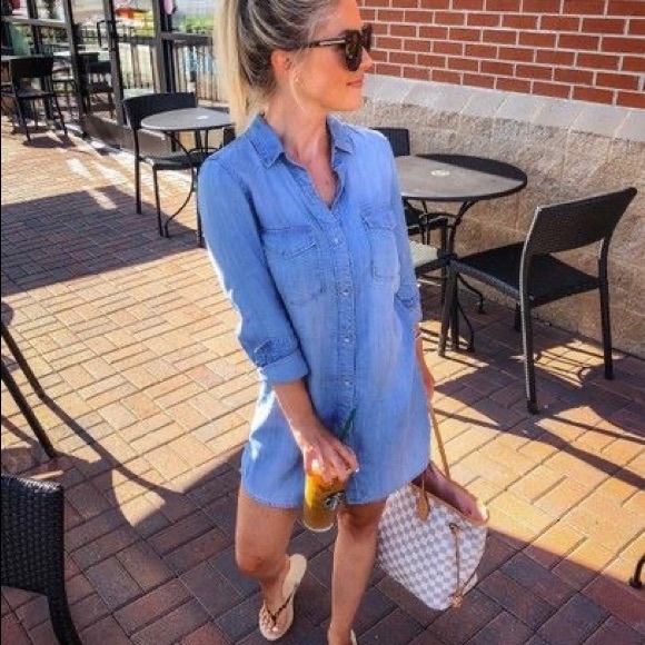 H&M Dresses & Skirts - Denim Button Down Shirt Dress S 4